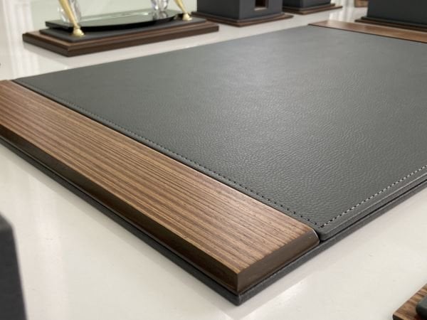 Ekstra Saatli + Ataşlıklı Başkanlık Deluxe Antrasit Gri Sümen Makam Takımı