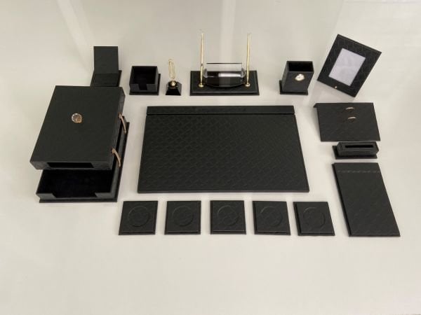 Selçuklu Ekstra Kalite El Sanatı Sümen Seti Deri Kadife