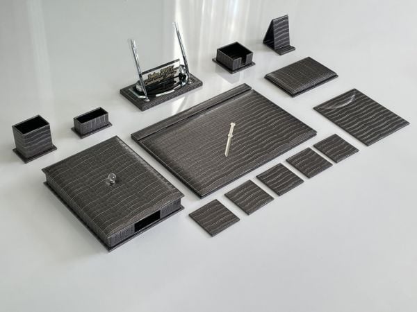 Gri Timsah Luxury Desk Set Sümenvadisi Hand Made