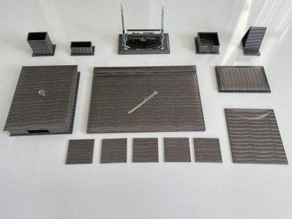 Gri Timsah Luxury Desk Set Sümenvadisi Hand Made