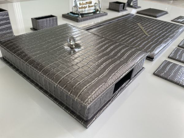 Gri Timsah Luxury Desk Set Sümenvadisi Hand Made
