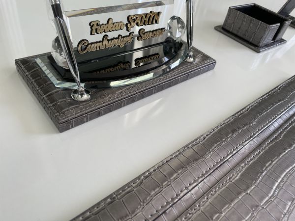 Gri Timsah Luxury Desk Set Sümenvadisi Hand Made