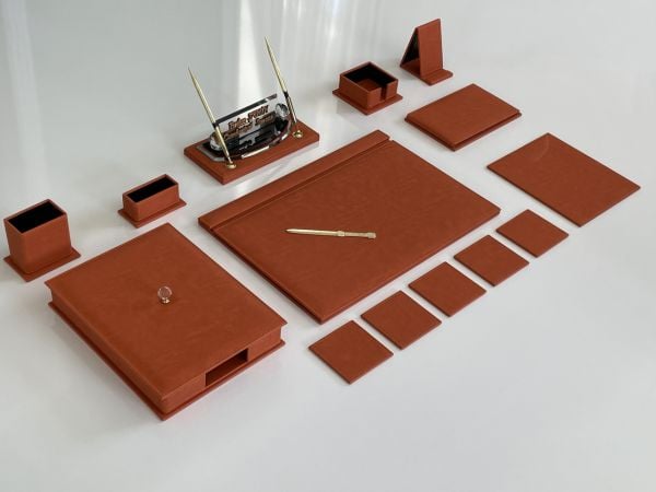 Jaguar Turuncu Sümen Seti Luxury Desk Set Hand Made