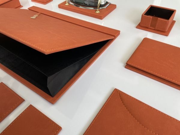 Jaguar Turuncu Sümen Seti Luxury Desk Set Hand Made