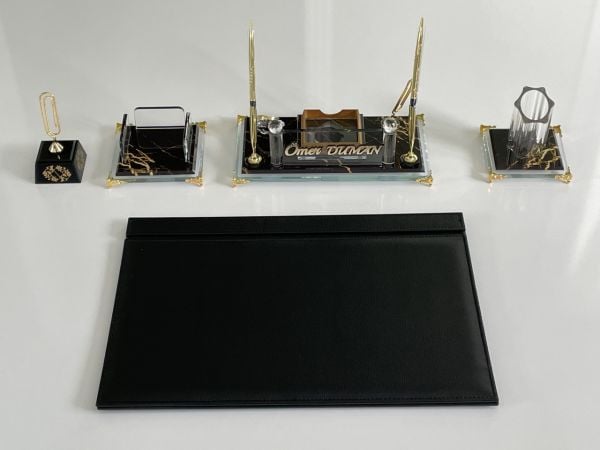 Lazer yazılı Kristal ve Deriden Sümen Makam Takımı