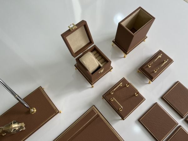 ÜST SEVİYE NATUREL EXECUTIVE - Fırsat Set Sümenvadisi Deluxe Hakiki Doğal Deri Scrikss Markalı Kalem Saat Yüzük Kutulu