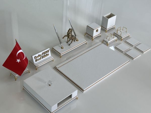 ÜST SEVİYE Sümenvadisi Beyaz Deluxe Deri Scrikss Markalı Kalem Saat Yüzük Kutulu