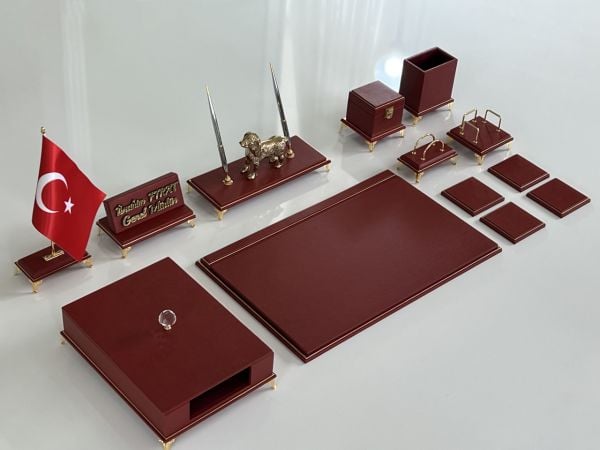 ÜST SEVİYE Sümenvadisi Bordo Deluxe Deri Scrikss Markalı Kalem Saat Yüzük Kutulu