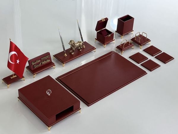 ÜST SEVİYE Sümenvadisi Bordo Deluxe Deri Scrikss Markalı Kalem Saat Yüzük Kutulu