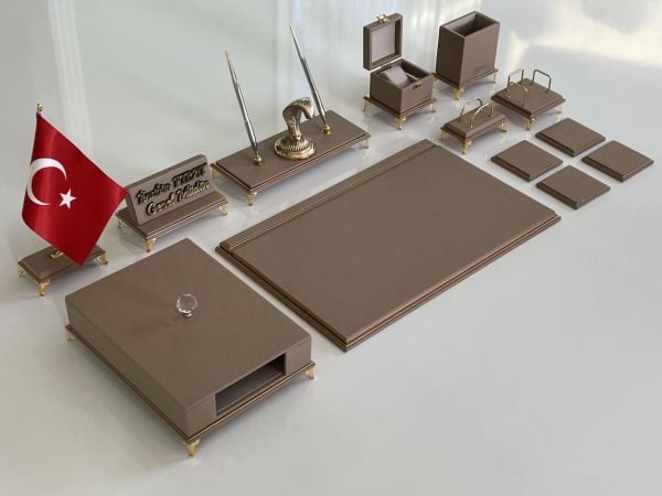 ÜST SEVİYE PREMİUM SET Sümenvadisi Krem Deluxe Deri Scrikss Markalı Kalem Saat Yüzük Kutulu