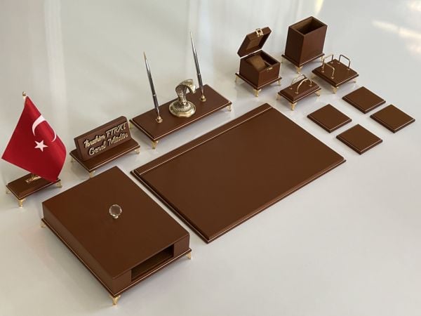 ÜST SEVİYE Sümenvadisi Taba Deluxe Deri Scrikss Markalı Kalem Saat Yüzük Kutulu