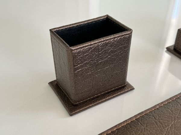 Kahve Bakır Damarlı Deri Sümen Makam Takımı Hand Made