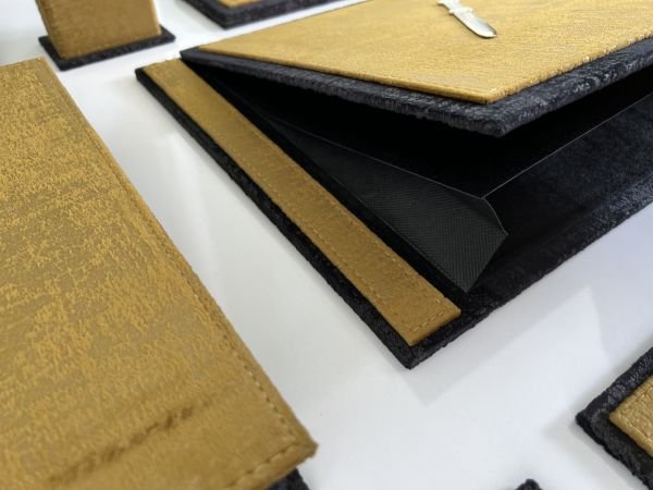 Hardal ve Siyah Kadife Şık Sümen Seti Hand Made