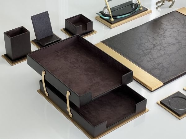 DELUXE V.I.P Acı Kahve Deri, Altın Ahşap Varak Zenginliği