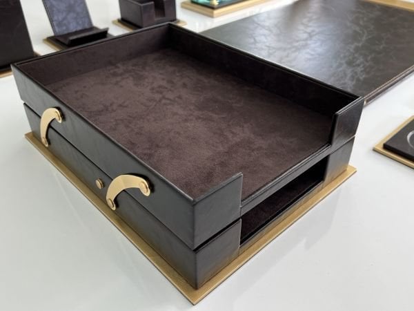 DELUXE V.I.P Acı Kahve Deri, Altın Ahşap Varak Zenginliği