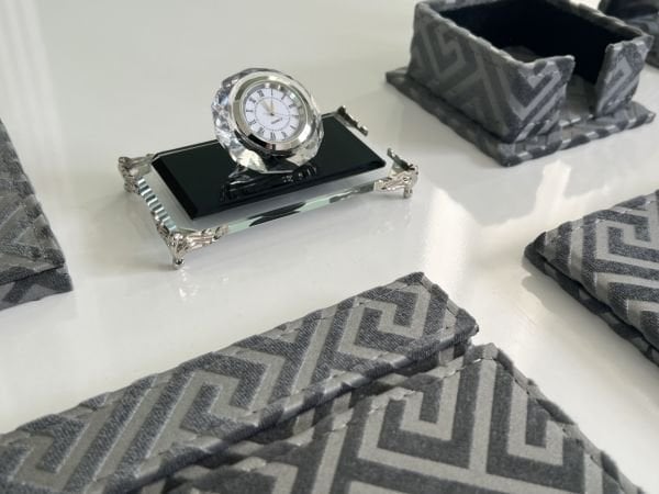 Kadife Gümüş Versace Gri V.I.P El Yapımı Sümen Makam Takımı