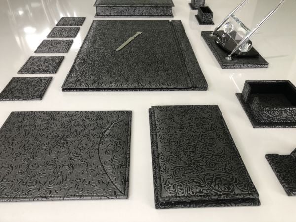 EL YAPIMI Hançer Yaprağı Siyah Sümen Takımı Hand Made