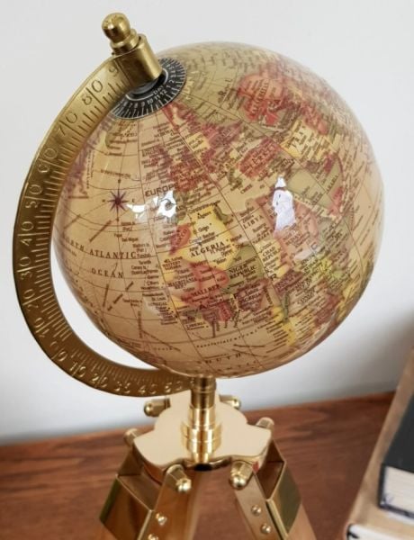 Ahşap Metal Pirinç VIP Dünya Küresi 35cm  Avrupa