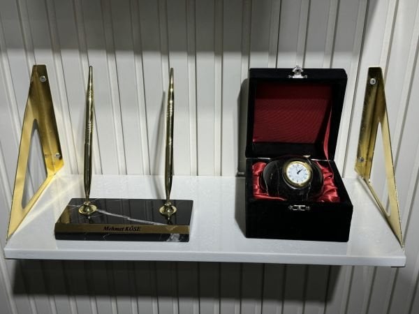 Doğal Mermer İmza Kalemi Kutulu V.I.P Sümen İsimliği