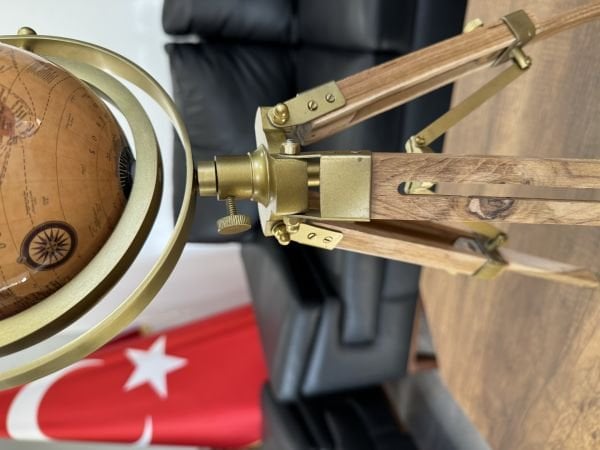 Orijinal Lüks 62cm Dünya Küre 1.Sınıf Ahşap Parlak Özel Küre Metal çerçeve İTHAL AVRUPA