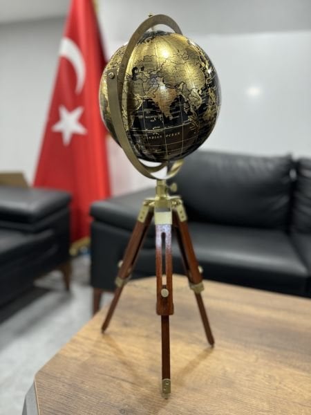 Siyah Lake Ahşap Dünya Küre VIP 62cm Avrupa İngiltere