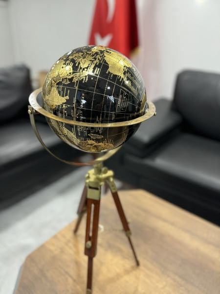 Siyah Lake Ahşap Dünya Küre VIP 62cm Avrupa İngiltere