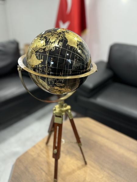 Siyah Lake Ahşap Dünya Küre VIP 62cm Avrupa İngiltere