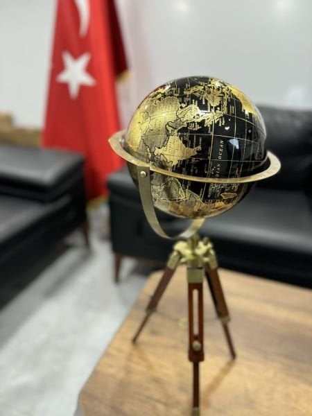 Siyah Lake Ahşap Dünya Küre VIP 62cm Avrupa İngiltere