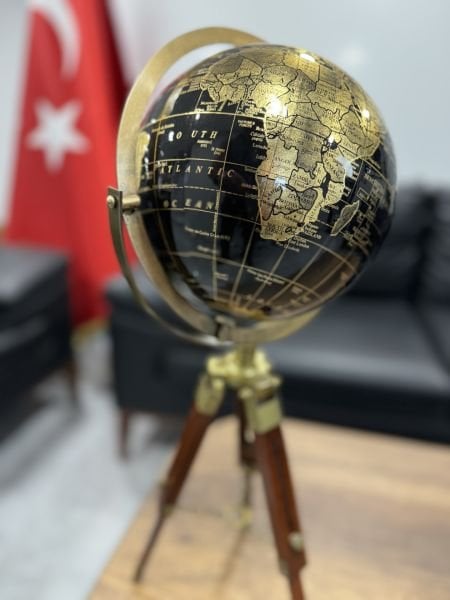 Siyah Lake Ahşap Dünya Küre VIP 62cm Avrupa İngiltere