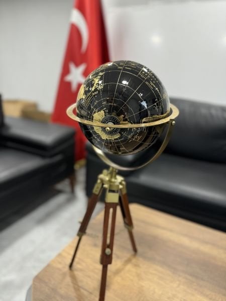 Siyah Lake Ahşap Dünya Küre VIP 62cm Avrupa İngiltere