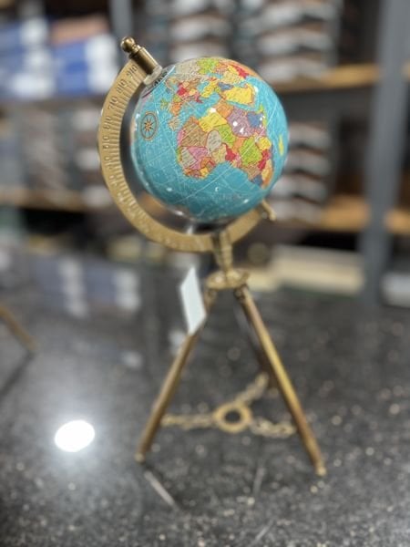 Dünya Küresi Bakır Metal Ayak Eksen 32cm Avrupa İthal