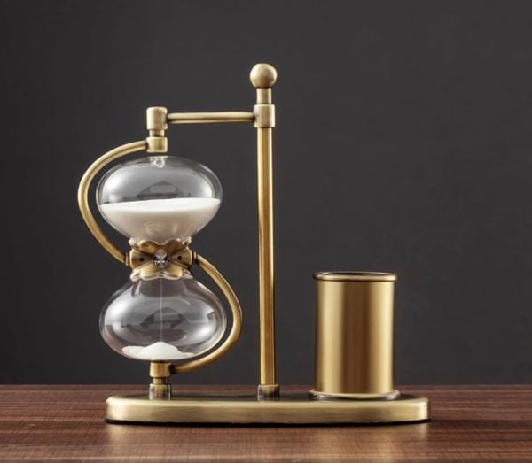 Bronz Kalemlikli Kum Saati (30 dakika) 23cm