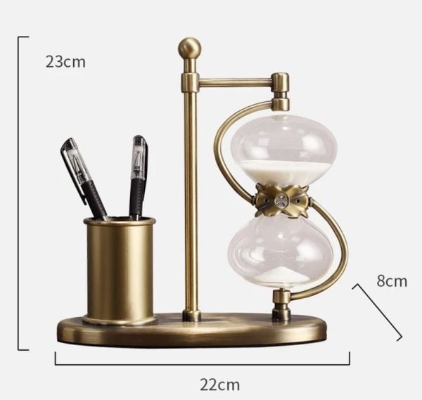 Bronz Kalemlikli Kum Saati (30 dakika) 23cm