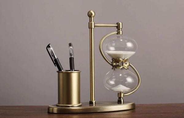 Bronz Kalemlikli Kum Saati (30 dakika) 23cm