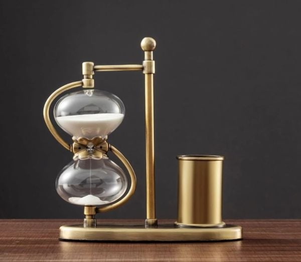 Bronz Kalemlikli Kum Saati (30 dakika) 23cm