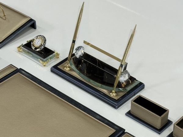 |YENİ| Mermer İsimlik Platin Deri altı Lacivert PREMİUM El Yapımı Sümenvadisi Marka Farkıyla