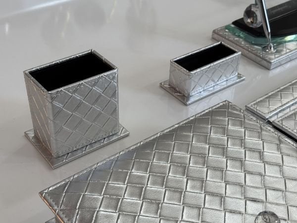 EL YAPIMI Premium Sümen Takımı Gümüş Gri Tasarım Ürün ! - EL Yapımı (biblo hariç deri tüm set)