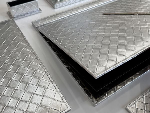 EL YAPIMI Premium Sümen Takımı Gümüş Gri Tasarım Ürün ! - EL Yapımı (biblo hariç deri tüm set)