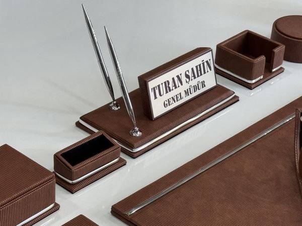 PREMİUM ULTRA Lüks Kahve Taba Deri Krom Makyaj Saat Kutulu alt iç yapı Kadife EL YAPIMI VIP Sümen Makam Takımı