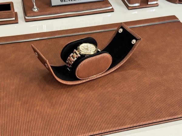 FIRSAT PREMİUM ULTRALüks Kahve Taba Deri Krom Makyaj Saat Kutulu alt iç yapı Kadife EL YAPIMI VIP Sümen Makam Takımı