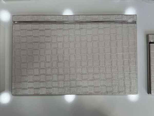 FIRSAT PREMİUM Krem Örgü Deri Krom Makyaj Saat Kutulu alt iç yapı Kadife EL YAPIMI VIP Sümen Makam Takımı