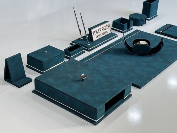 FIRSAT PREMİUM Turkuaz Deri Krom Makyaj Saat Kutulu alt iç yapı Kadife EL YAPIMI VIP Sümen Makam Takımı