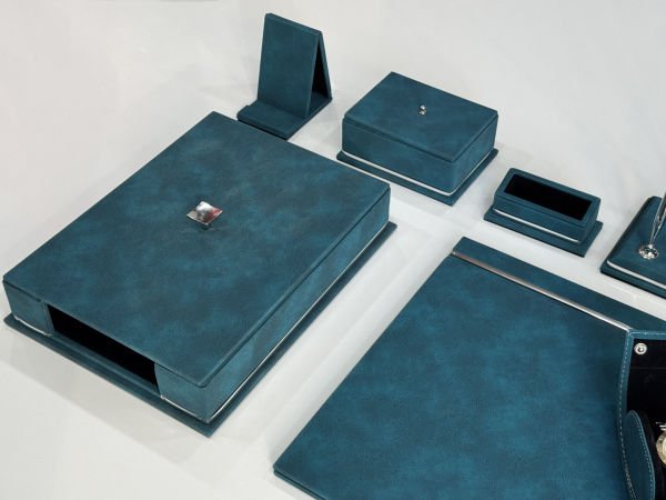FIRSAT PREMİUM Turkuaz Deri Krom Makyaj Saat Kutulu alt iç yapı Kadife EL YAPIMI VIP Sümen Makam Takımı