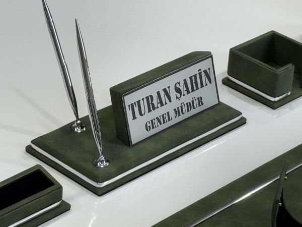 FIRSAT PREMİUM Yeşil Deri Krom Makyaj Saat Kutulu alt iç yapı Kadife EL YAPIMI VIP Sümen Makam Takımı