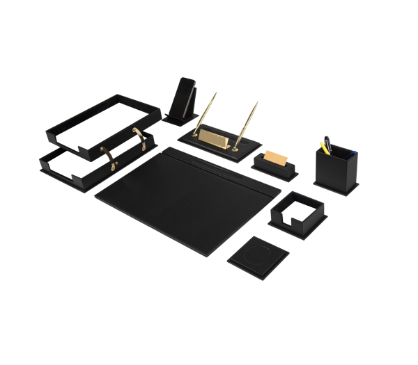 FIRSAT ! FIRSAT İNDİRİM SINIRLI SAYIDA ! 5 TAKSİT !!!! Deri Sümen Takımı Siyah İkili Evrak Raflı İsimlik Hediyeli