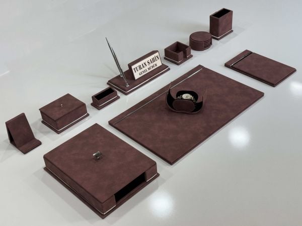 FIRSAT PREMİUM Bordo Deri Krom Makyaj Saat Kutulu alt iç yapı Kadife EL YAPIMI VIP Sümen Makam Takımı