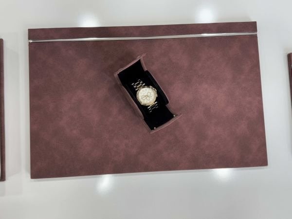 Bordo Deri Krom Makyaj Saat Kutulu alt iç yapı Kadife EL YAPIMI VIP Sümen Makam Takımı