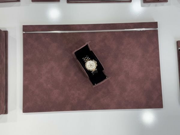 FIRSAT PREMİUM Bordo Deri Krom Makyaj Saat Kutulu alt iç yapı Kadife EL YAPIMI VIP Sümen Makam Takımı