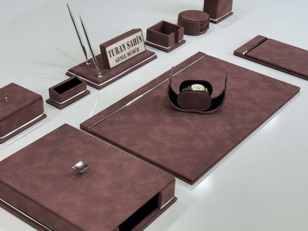 FIRSAT PREMİUM Bordo Deri Krom Makyaj Saat Kutulu alt iç yapı Kadife EL YAPIMI VIP Sümen Makam Takımı