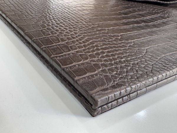 Timsah Kahve Deri Krom Makyaj Saat Kutulu alt iç yapı Kadife EL YAPIMI VIP Sümen Makam Takımı